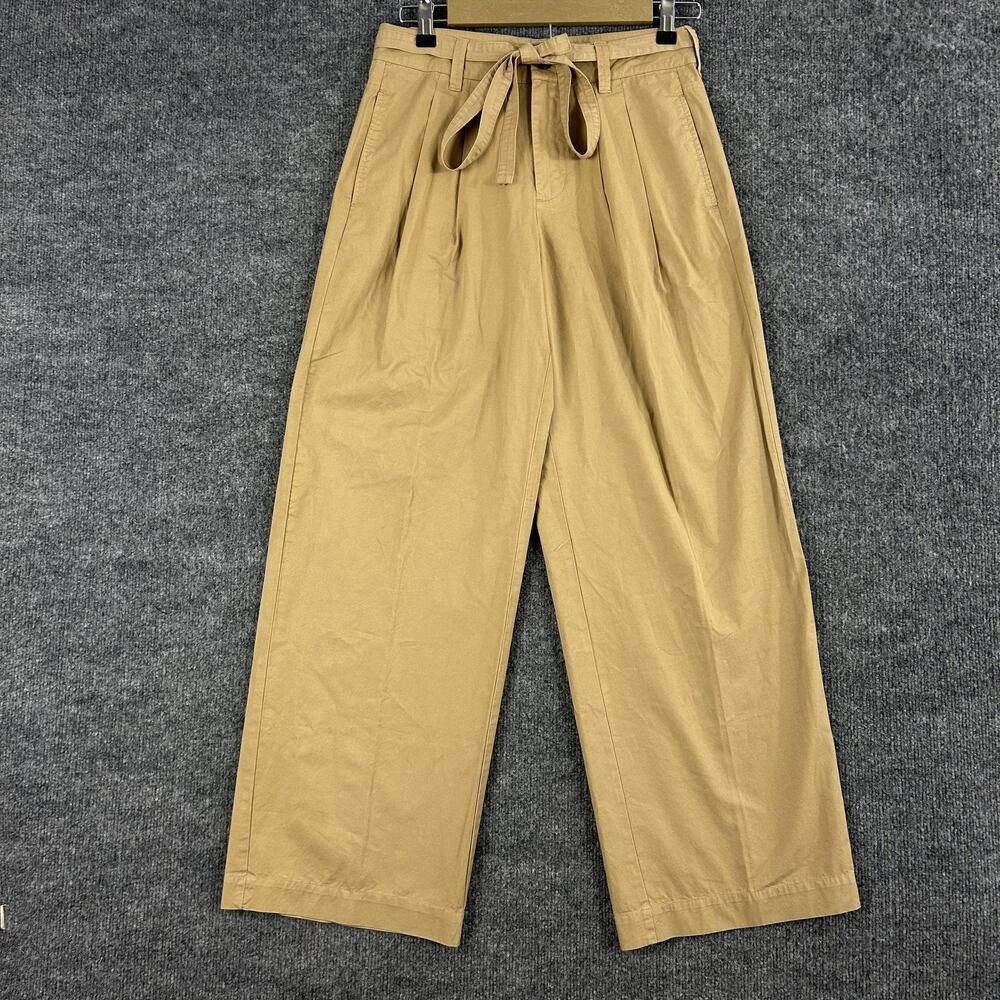 Alex Mill Pants 0 Pleated Trousers Twill Wide Leg Belted Khaki Casual Office